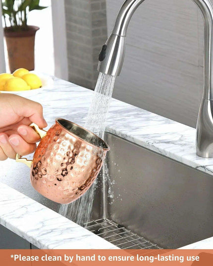 Elegant Rose Gold Handcrafted Moscow Mule Mugs - Premium 16oz Stainless Steel Drinkware