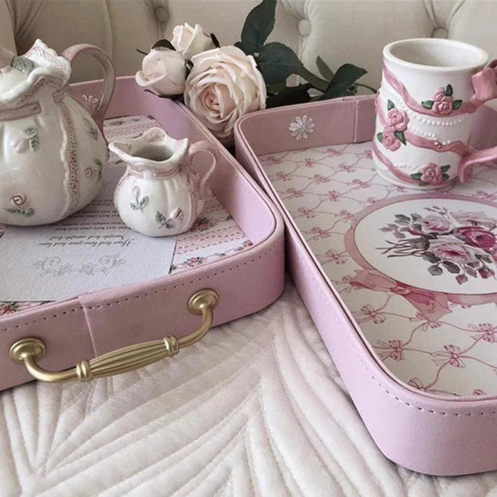 Sophisticated Blush and Gold Serving Tray - Elegant Home Accent