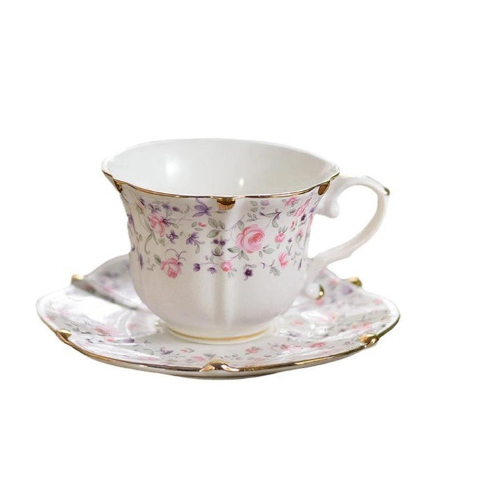 Timeless Vintage Charm: 200ml Elegant Ceramic Coffee Cup & Saucer Set for Sophisticated Tea Moments