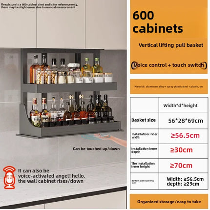 Electric Lifting Hanging Cabinet Basket — 6 Widths, 350–600mm