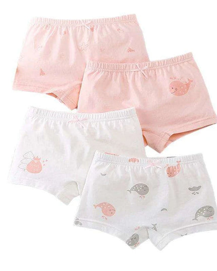 Kids' Summer Antibacterial Cotton Briefs 4-Pack - Fun Cartoon Underwear for Girls Ages 3-8, Soft and Breathable