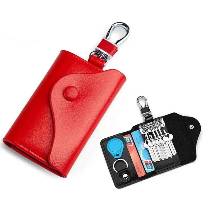 Stylish Leather Key Wallet with Multi-function Key Holder