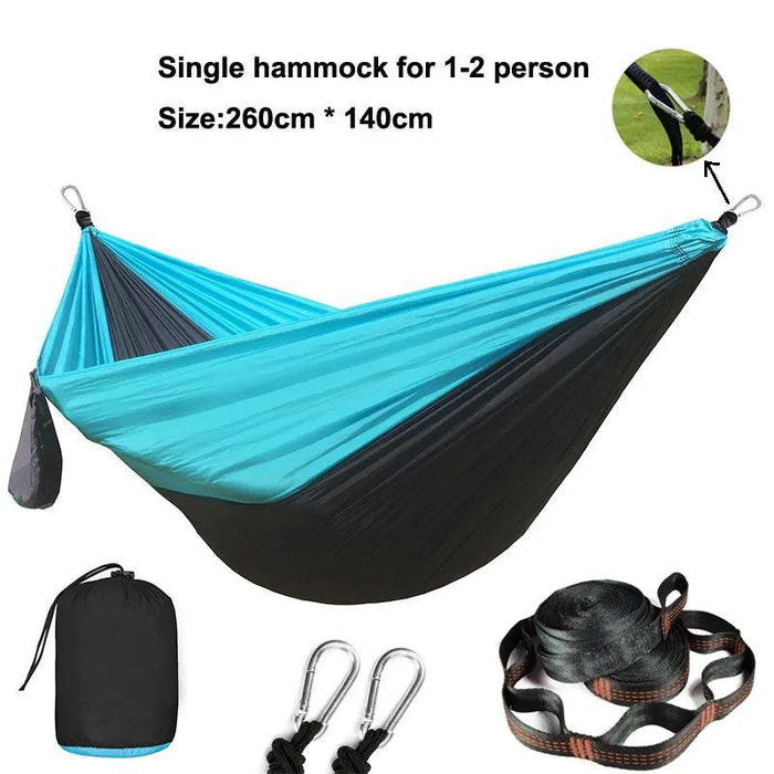 Hammock with Tree Straps | Parachute Nylon | Carabiners | Camping