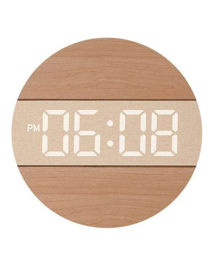 Creative Wooden Digital Wall Clock with Automatic Brightness Adjustment