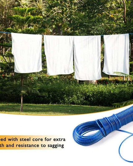 20m Heavy-Duty Steel-Cored Clothesline - Perfect for Indoor and Outdoor Use