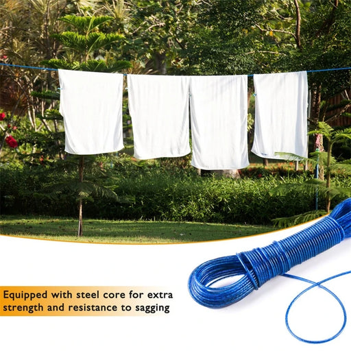 20M Steel Core Washing Line Rope - Heavy Duty Clothesline for Laundry Drying Indoor Outdoor Garden Travel