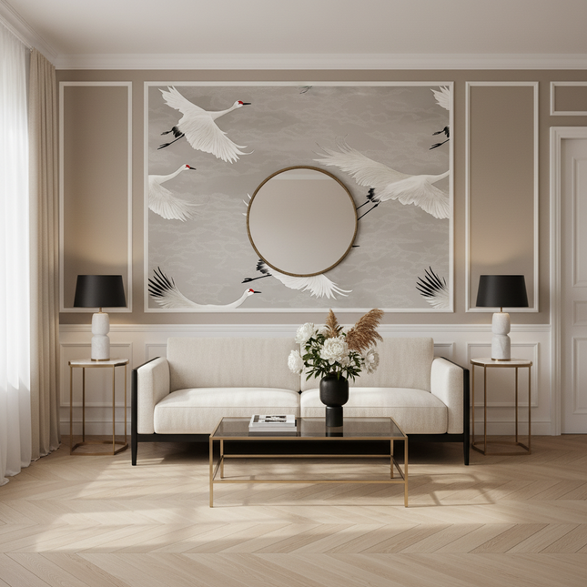 Japanese Crane Peel & Stick Wallpaper — Removable, Waterproof
