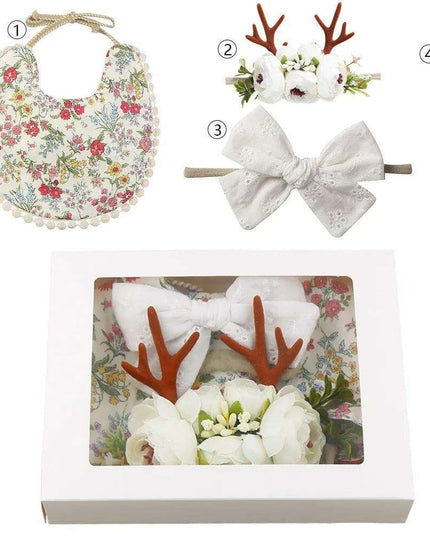 Charming Holiday Floral Baby Bib Set with Pacifier Clip - Perfect Christmas Gift