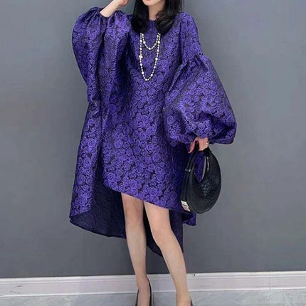 Batwing Sleeve Solid Color Dress for Autumn