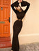 Backless Hollow Out Long Sleeve Maxi Dress for Women - Trendy Autumn Slim Fit Fashion