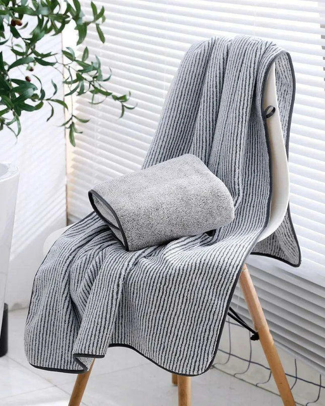 Plush Bamboo Charcoal Coral Velvet Bath Towels - Ultra-Soft, Quick-Drying Microfiber Sets for Adult Relaxation and Home Use