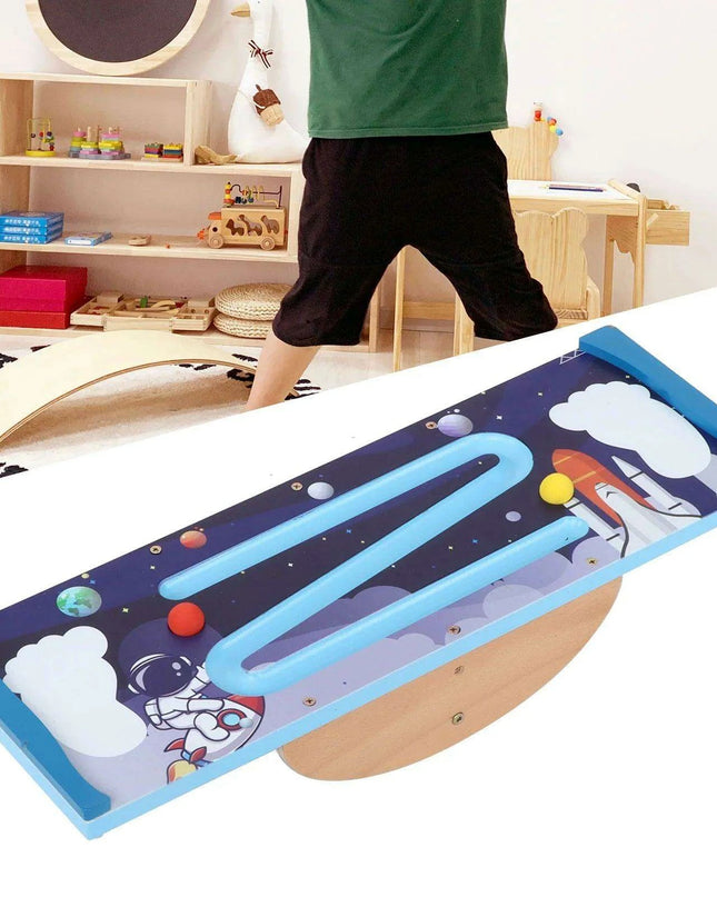 Kids Wooden Balance Trainer with Non-Slip Roller for Desk Use