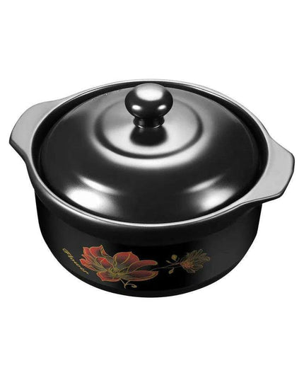 Premium Black Ceramic Clay Casserole Pot with Non-Stick Coating - Perfect for Cooking Chicken, Soup, Rice and More
