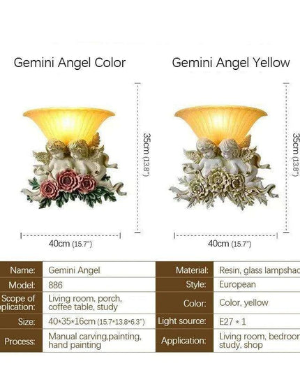 Charming Vintage Angel LED Wall Light - Contemporary Resin Home Accent Fixture