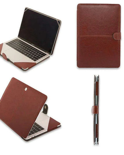 Elegant Leather Laptop Folio Case for MacBook Air/Pro - Protective Sleeve for 11-16 Inch Devices