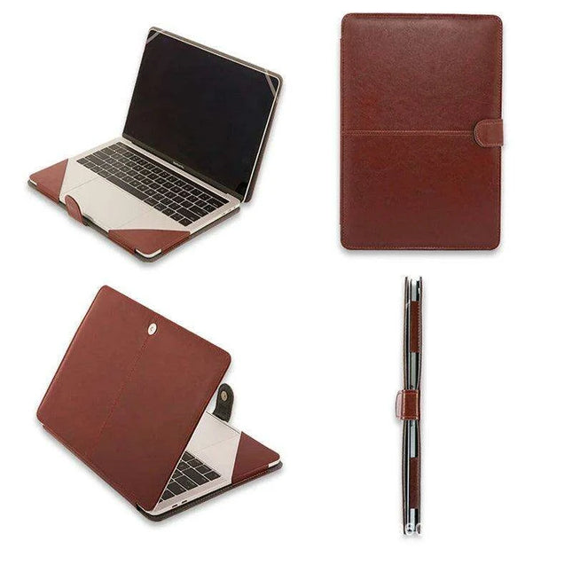 Elegant Leather Laptop Folio Case for MacBook Air/Pro - Protective Sleeve for 11-16 Inch Devices