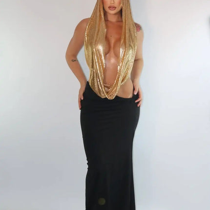 Rhinestone Mesh Halter Top – Sparkly See-Through Vest & Festival Clubwear