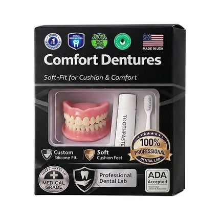 Upper & Lower Silicone Denture Set with Cleaning Kit