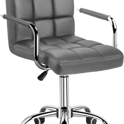 Sleek Adjustable Ribbed PU Leather Office Chair with Stylish Geometric Accents