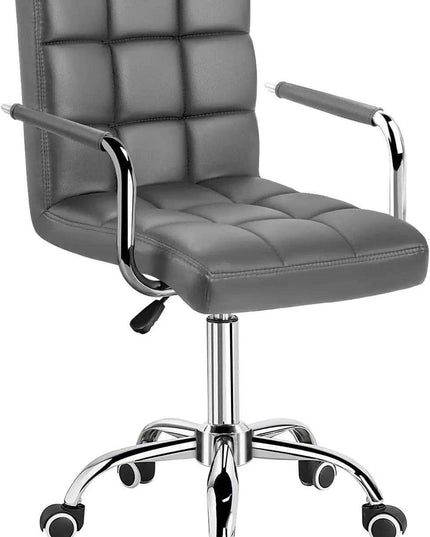 Sleek Adjustable Ribbed PU Leather Office Chair with Stylish Geometric Accents