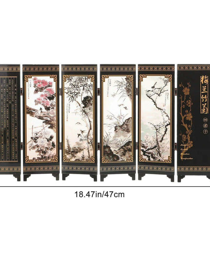 Vintage Chinese Mini Folding Desk Screen - Elegant Room Divider for Home and Office
