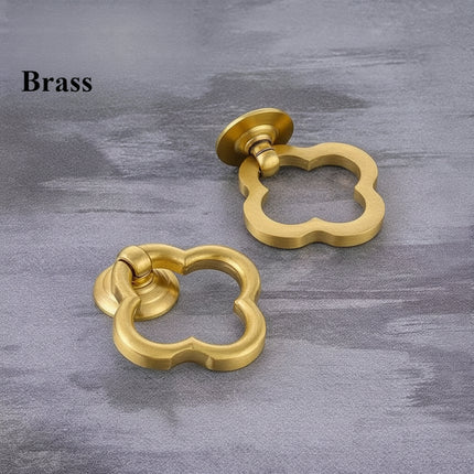 Solid Brass Four-Leaf Clover Drawer Pull Modern Gold Cabinet Handle fo