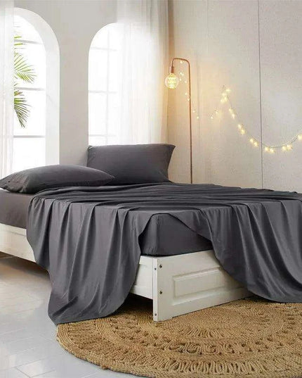 Bamboo Fiber Cooling Bedding Collection - Complete Set with Fitted Sheet, Flat Sheet, and Pillowcases in Multiple Sizes