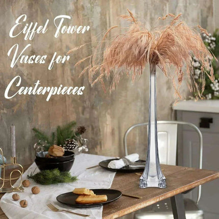 Elegant Clear Eiffel Tower Glass Vases Set - Pack of 10