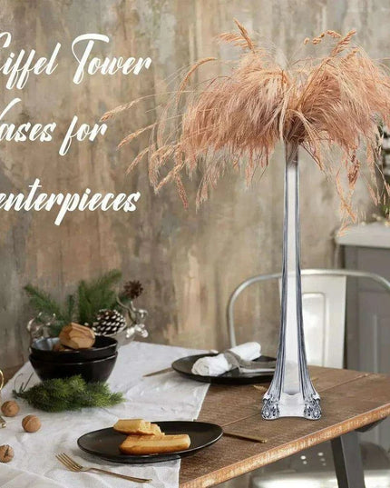 Elegant Clear Eiffel Tower Glass Vases Set - Pack of 10