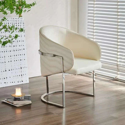 Stylish Italian Leather Dining Chairs with Durable Stainless Steel Base - Enhance Your Interior Elegance