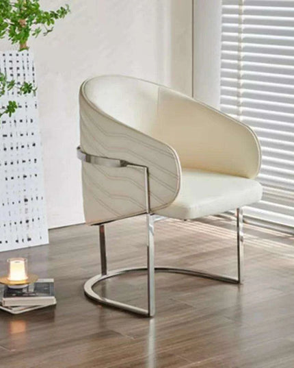 Stylish Italian Leather Dining Chairs with Durable Stainless Steel Base - Enhance Your Interior Elegance