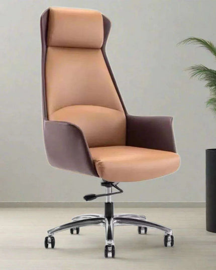 Luxury Nordic-Inspired Executive Leather Office Chair with Swivel and Recline