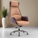 Luxurious Swivel Leather Office Chair with Reclining Backrest and Nordic Design