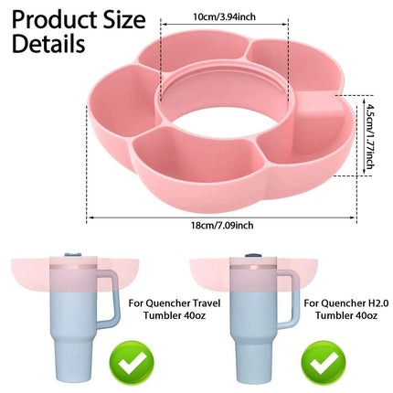 Versatile 5-Compartment Silicone Snack Bowl Set for 40oz Insulated Tumblers