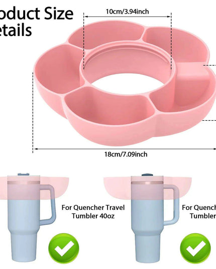 Versatile 5-Compartment Silicone Snack Bowl Set for 40oz Insulated Tumblers