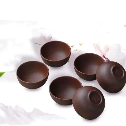 Exquisite Portable 8-Piece Handmade Yixing Purple Clay Teacup Set for Tea Lovers
