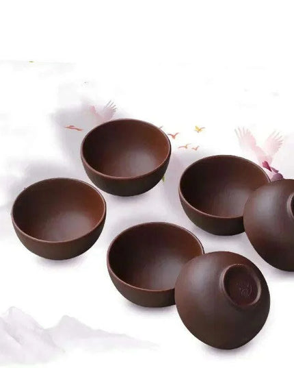 Exquisite Portable 8-Piece Handmade Yixing Purple Clay Teacup Set for Tea Lovers