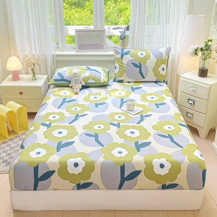 Housewear Cotton Fitted Sheet - Soft, Comfortable, Elastic Band, Print