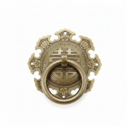 Brass No-Drill Drawer Pull Small Vintage Circle Ring Handle for Furnit