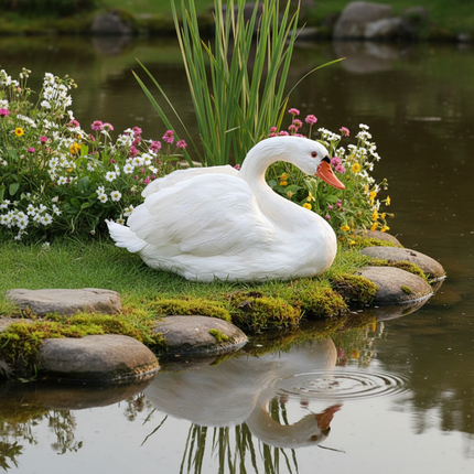 White Swan Model — Foam & Feather — 45cm