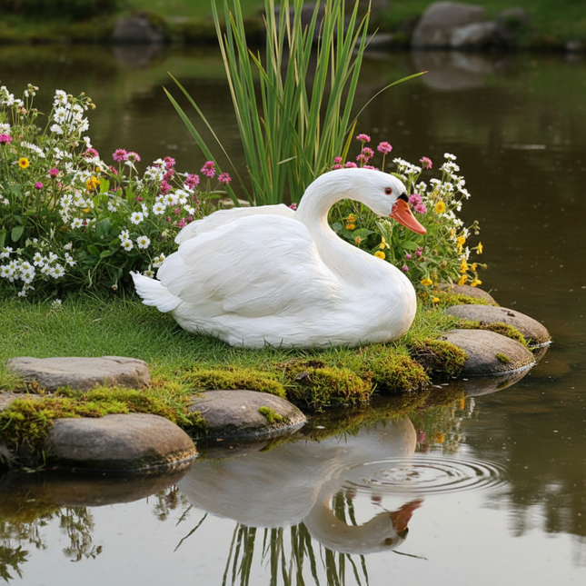 White Swan Model — Foam & Feather — 45cm
