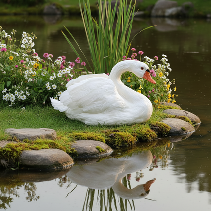 White Swan Model — Foam & Feather — 45cm