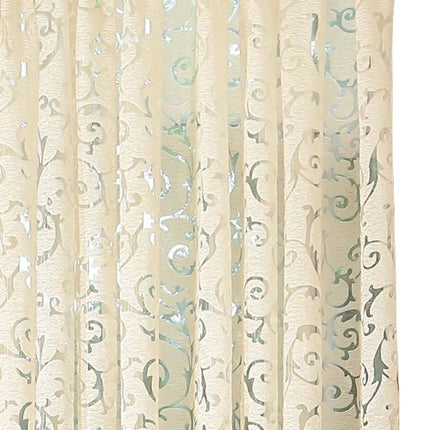 Luxury Floral Jacquard Eyelet Curtain – Tulle Sheer Panel