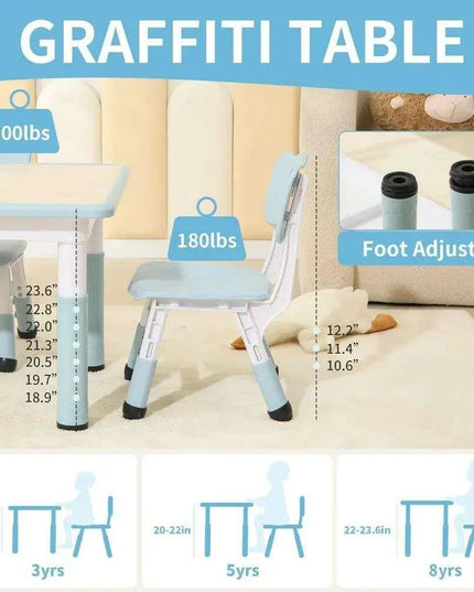 Adjustable Kids Study Desk and Chair Combo - Durable, Space-Saving Furniture for Ages 3-10