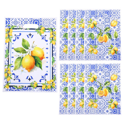 Blue & White Porcelain Lemon Party Supplies | 50-Piece Set
