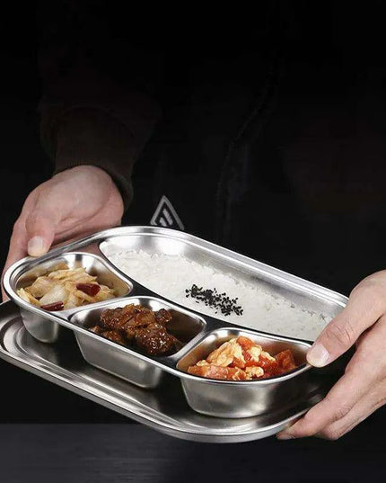 Partitioned Stainless Steel Lunch Plate Set - Elevate Your Dining Experience