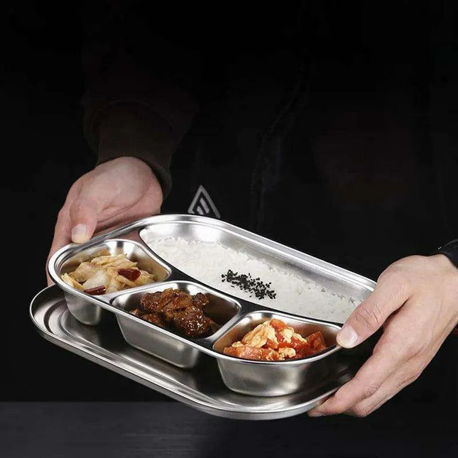 Partitioned Stainless Steel Lunch Plate Set - Elevate Your Dining Experience