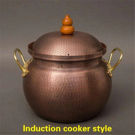 Handcrafted Copper Soup Pot with Induction Base - Essential for Culinary Excellence