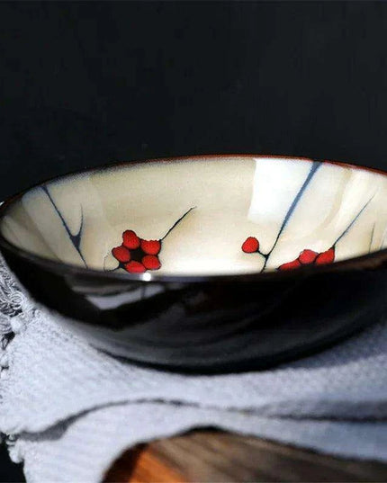 Blossom Serenity: Artisan Hand-Painted Ramen Bowl - Japanese Culinary Masterpiece
