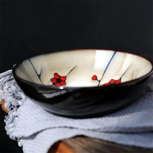 Japanese Plum Blossom Hand-Painted Ceramic Ramen Bowl - Exquisite Tableware